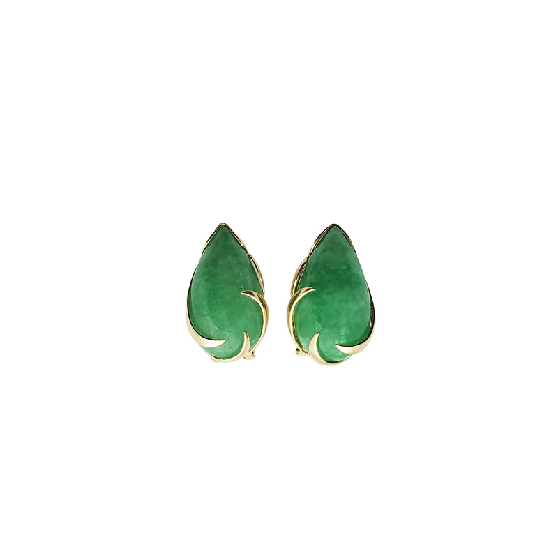 Jade Teardrop Swirl Earrings (14K)