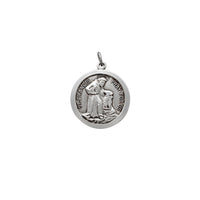 Fẹlẹ-Pari Saint Francis Gbadura fun Wa Pendanti Medallion (Silver)