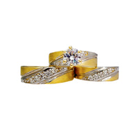拉絲表面三件套戒指（14K） Popular Jewelry 紐約