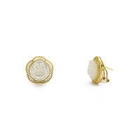 Buddha Mother of Pearl Stud Earrings (14K) main - Popular Jewelry - New York