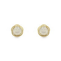 Buddha Mother of Pearl Stud Earrings (14K) main - front - Popular Jewelry - New York