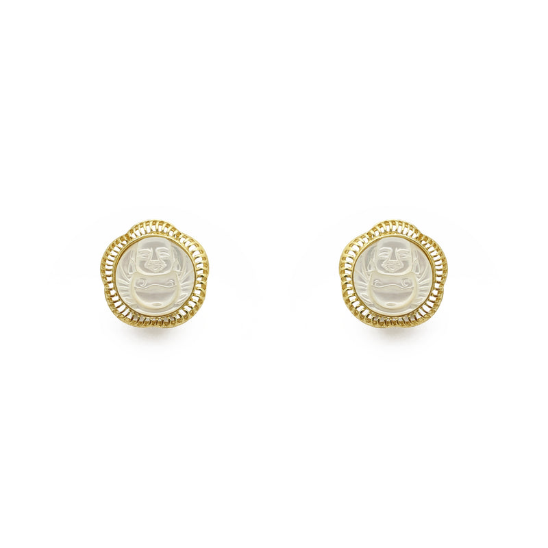 Buddha Mother of Pearl Stud Earrings (14K) main - front - Popular Jewelry - New York