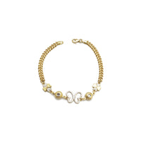 Butterfly Clover Leaf Wheat Link CZ Bracelet (14K).