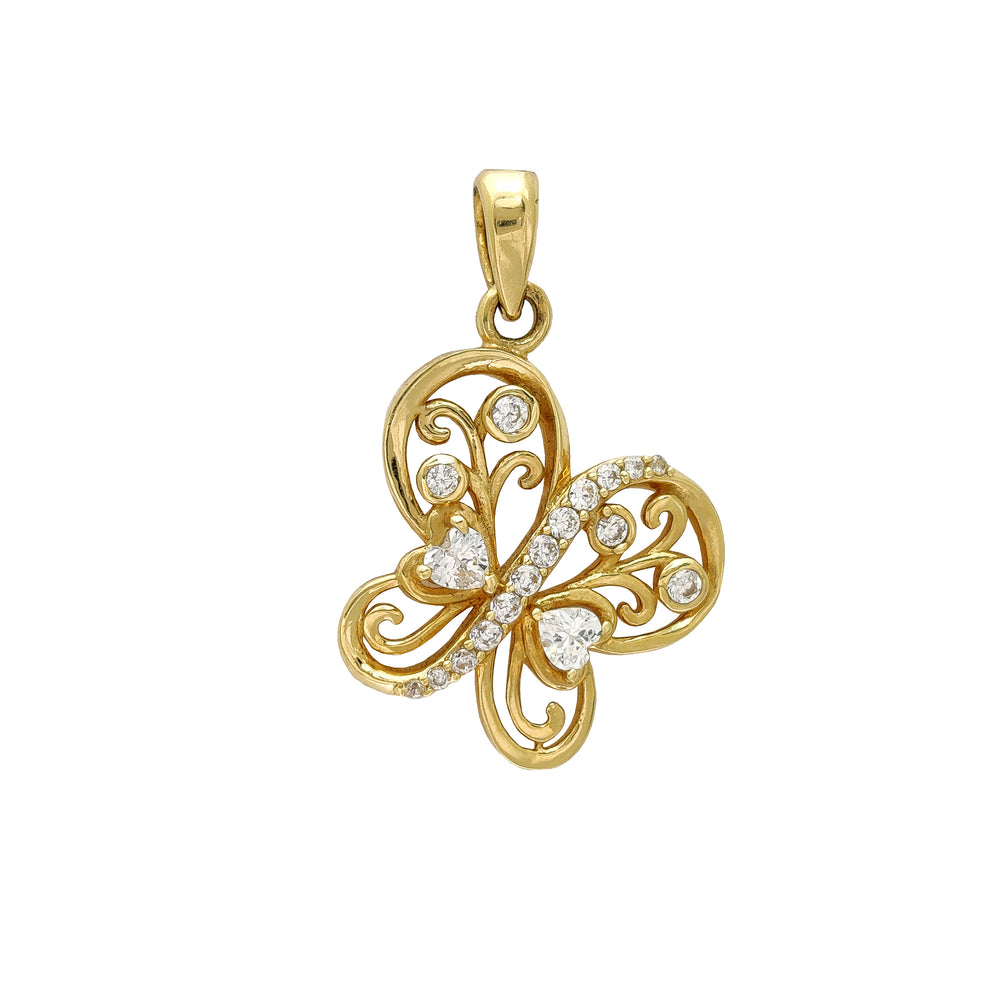 Butterfly Outline CZ Pendant (14K) Animal, Popular Jewelry New York
