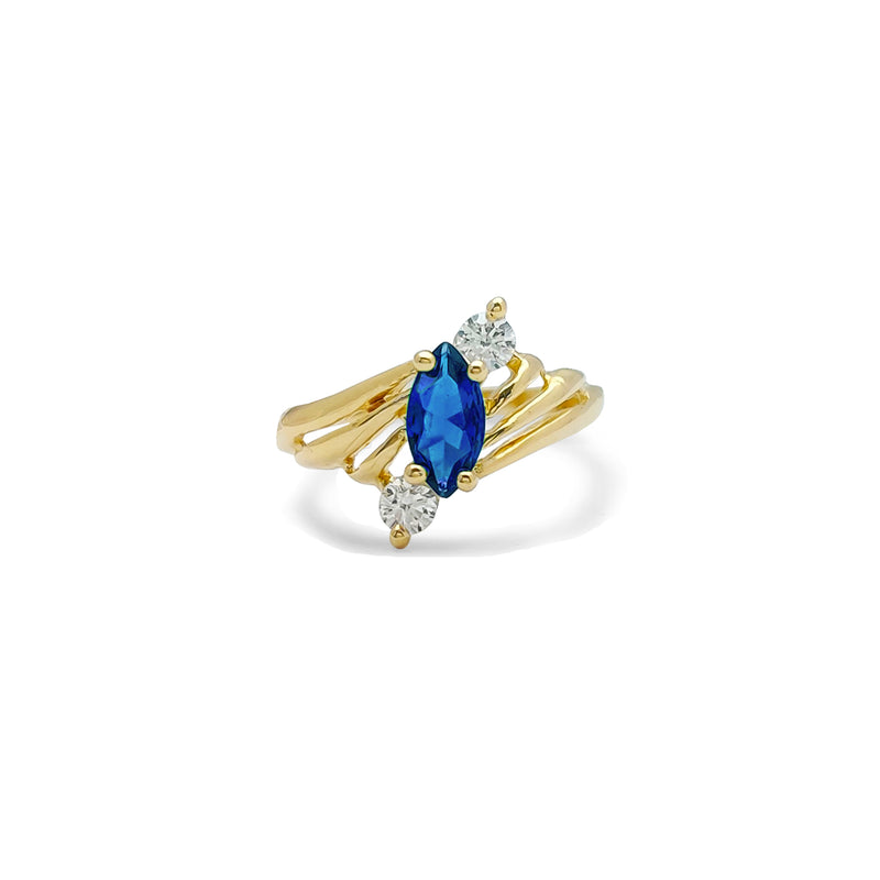 Bypass Blue Marquise Ring (14K) Popular Jewelry New York