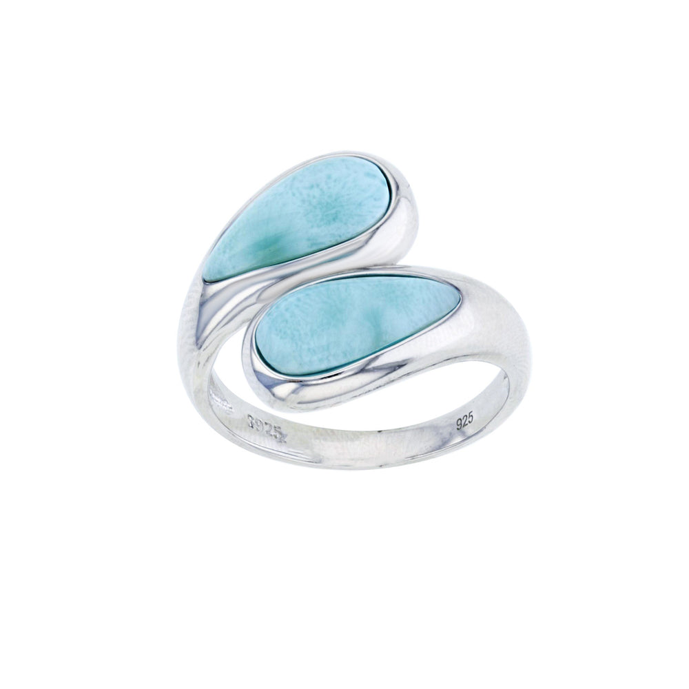 Bypass Drop Larimar Ring (Silver) Popular Jewelry New York