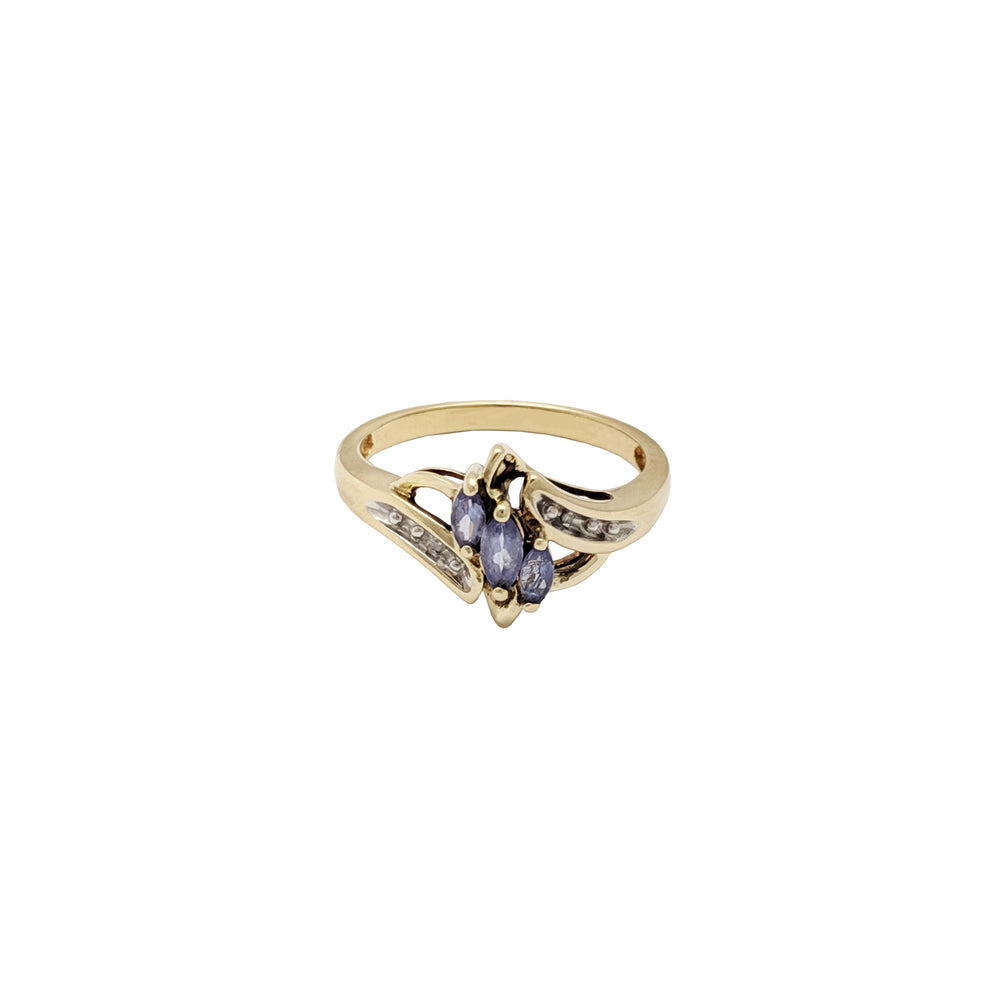 Bypass Tanzanite Diamond Ring (10K) front - Popular Jewelry - New York