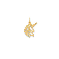 Outlined Diamond-cuts Unicorn Head Pendant (14K)