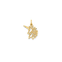 Outlined Diamond-cuts Unicorn Head Pendant (14K)