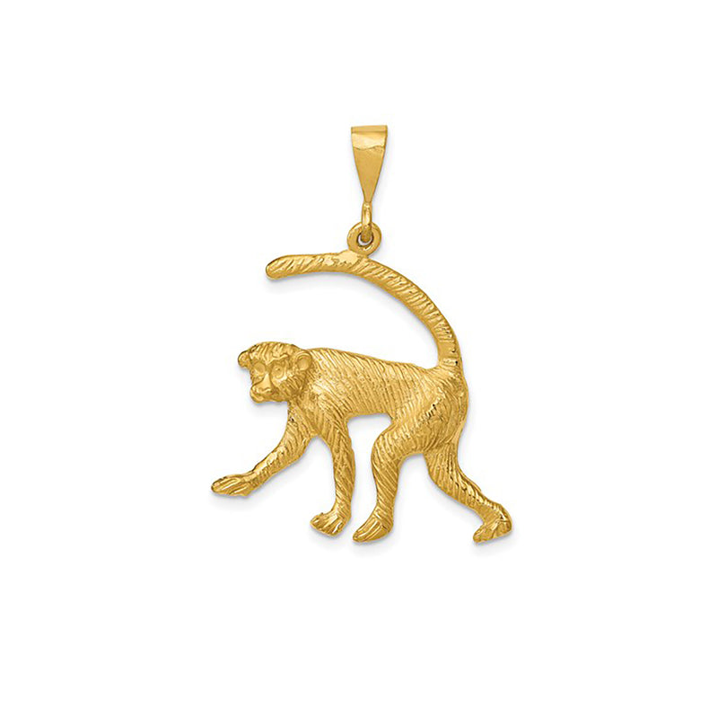 Textured Monkey Pendant (14K) Popular Jewelry New York