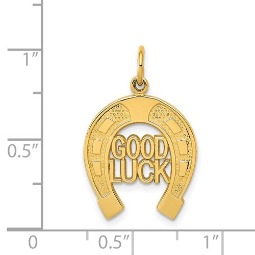 "Good Luck" Horseshoe Frame Pendant (14K)