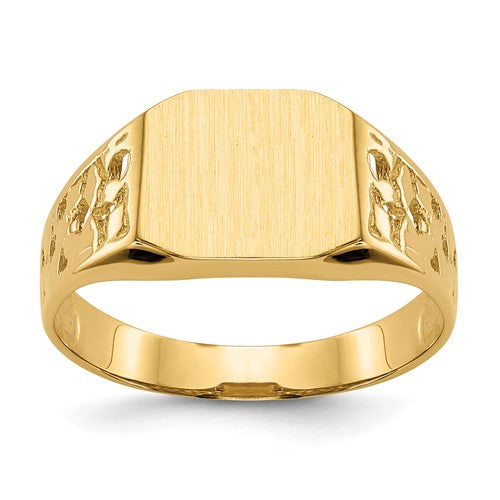 Brush-Finish Open Back Signet Ring (14K)