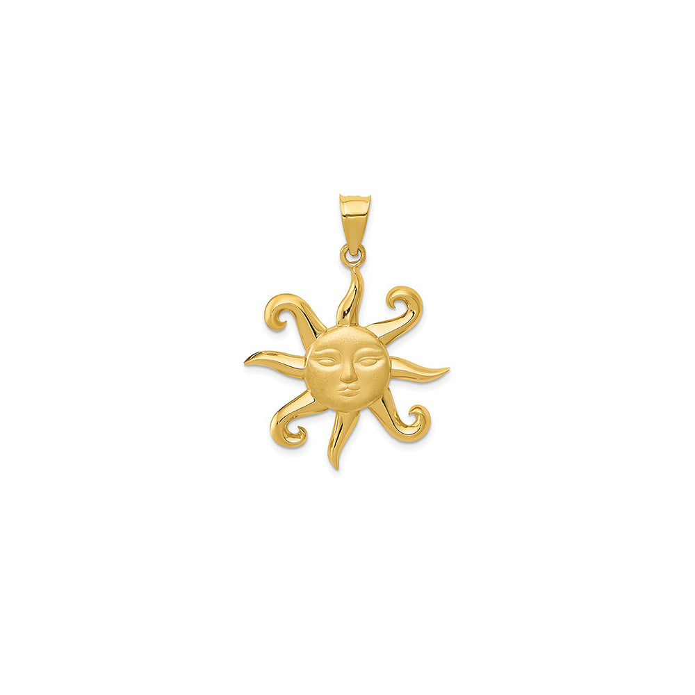 Textured Sun Face Pendant (14K)