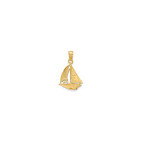 3-D Glossy Textured Sailboat Pendant (14K)