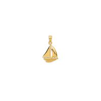 3-D Glossy Textured Sailboat Pendant (14K)