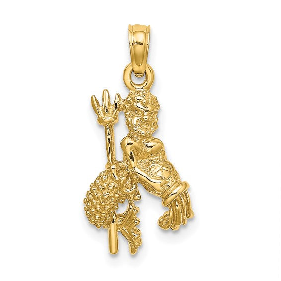 Textured Aquarius Zodiac Pendant (14K)