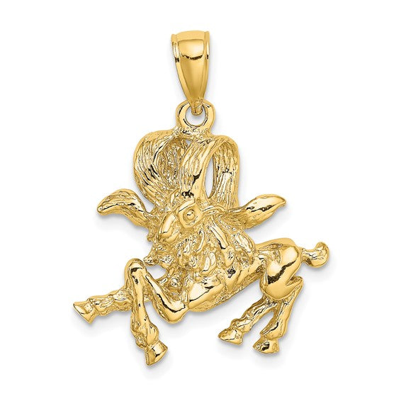 Textured Aries Zodiac Pendant (14K)