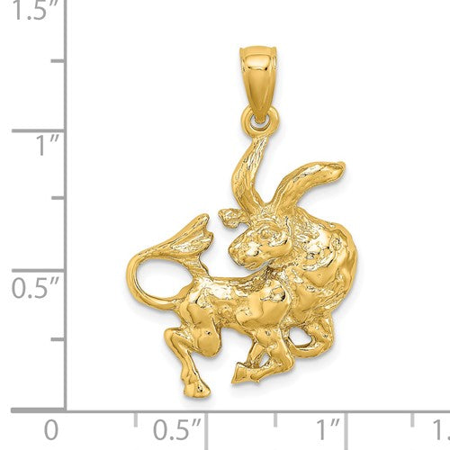 Textured Taurus Zodiac Pendant (14K)