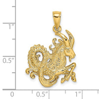 Textured Capricorn Zodiac Pendant (14K)