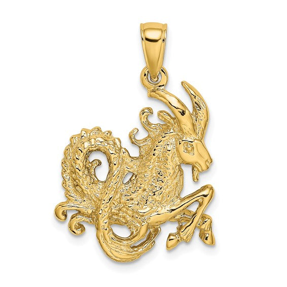 Textured Capricorn Zodiac Pendant (14K)