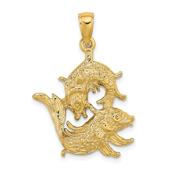 Textured Pisces Zodiac Pendant (14K)