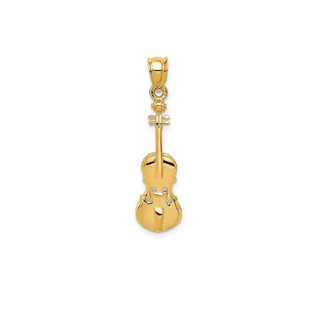 Glossy Textured Violin Pendant (14K)