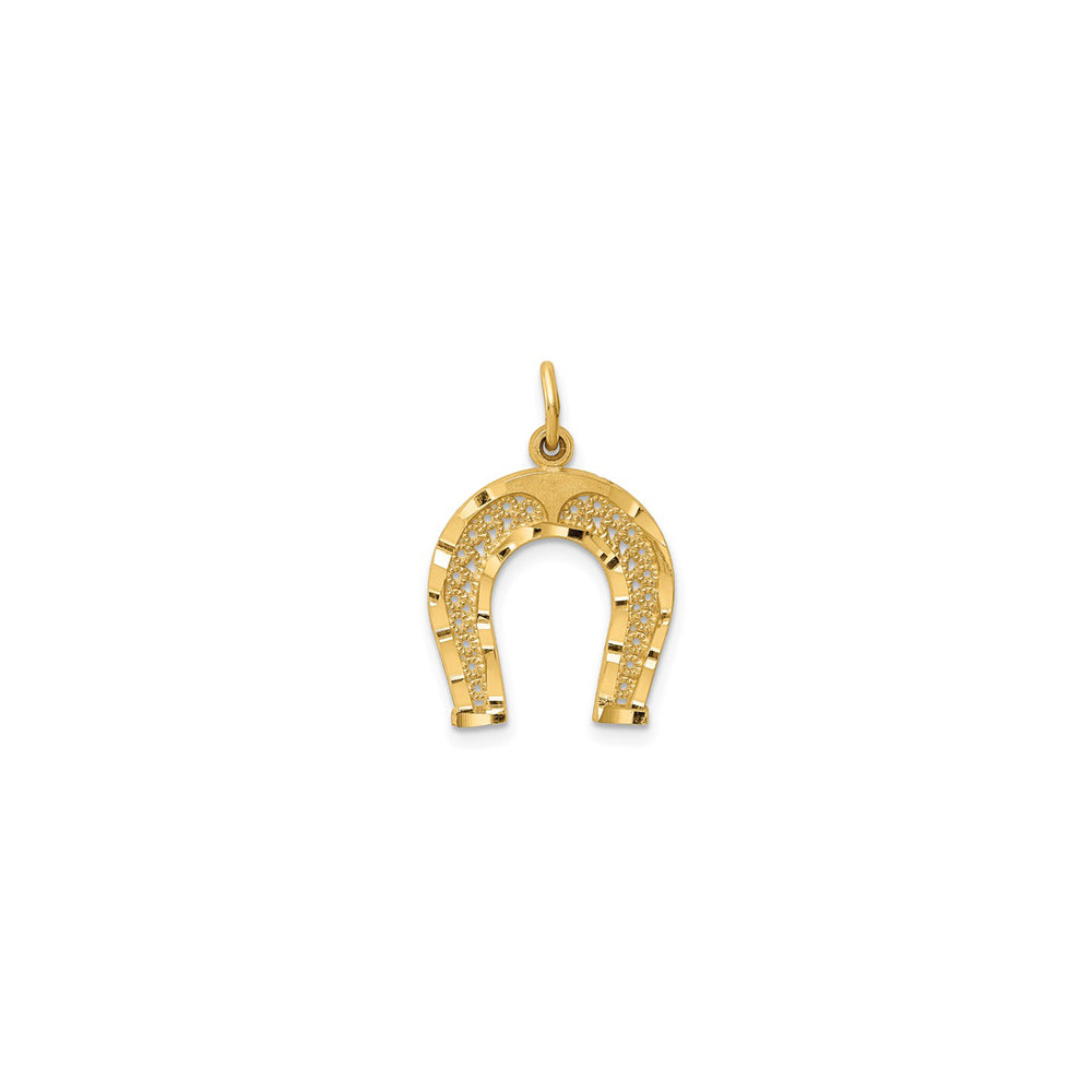 Milgrain Textured Horseshoe Pendant (14K)