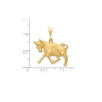 Satin Diamond-cut Taurus Zodiac Pendant (14K)