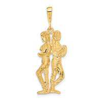 Satin Diamond-Cut Gemini Zodiac Pendant (14K)