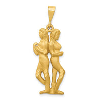 Satin Diamond-Cut Gemini Zodiac Pendant (14K)