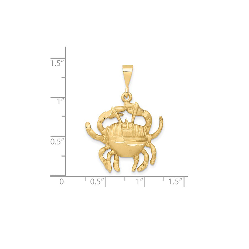 Satin Diamond-Cut Cancer Zodiac Pendant (14K)