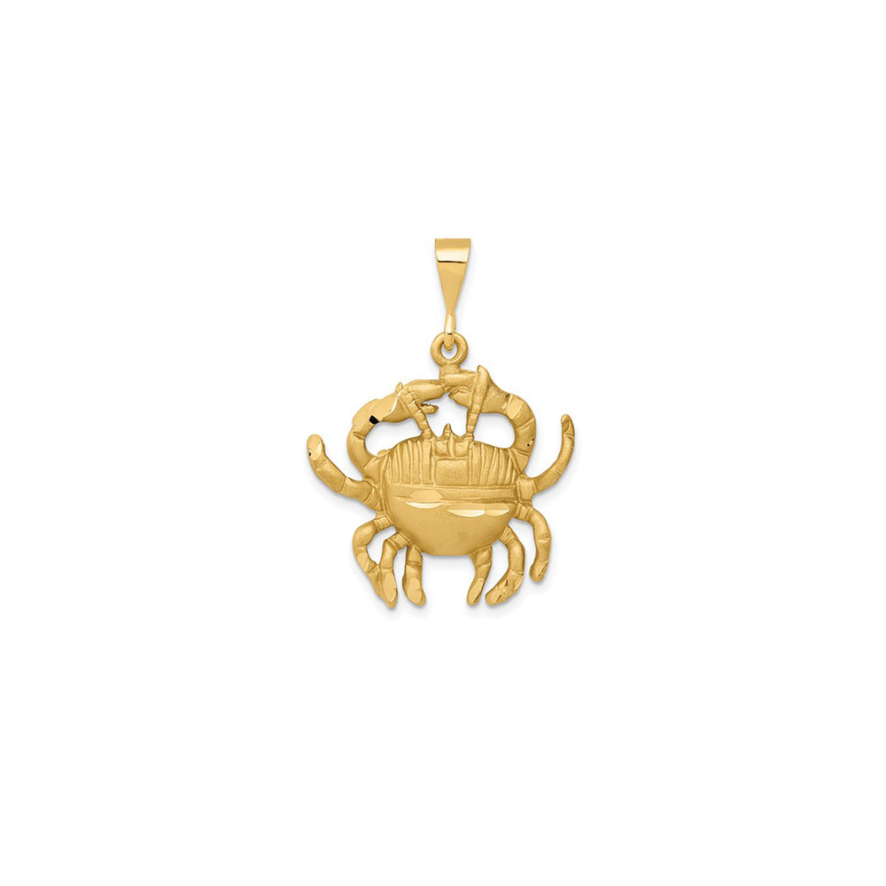 Satin Diamond-Cut Cancer Zodiac Pendant (14K)