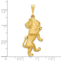 Satin Diamond-cut Leo Zodiac Pendant (14K)