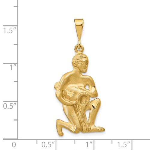 Saint Diamond-cut Aquarius Zodiac Pendant (14K) Popular Jewelry New York