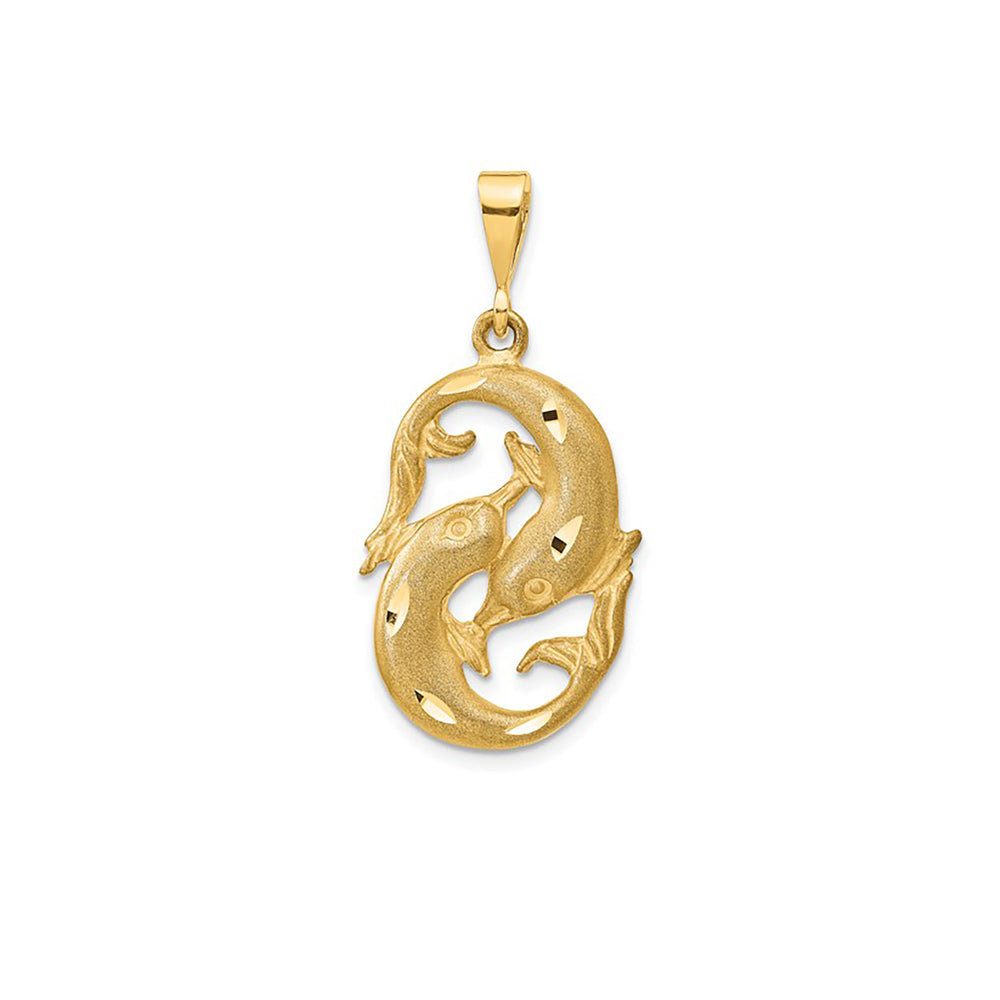 Satin Diamond-Cut Pisces Zodiac Pendant (14K)