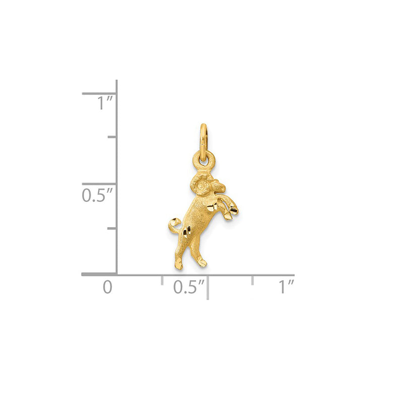Satin Diamond-cut Aries Zodiac Pendant (14K)