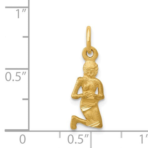 Satin Diamond-cut Virgo Zodiac Pendant (14K)