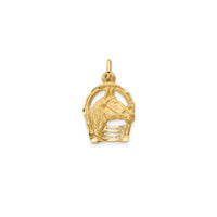 Horse Head in Horseshoe Pendant (14K)