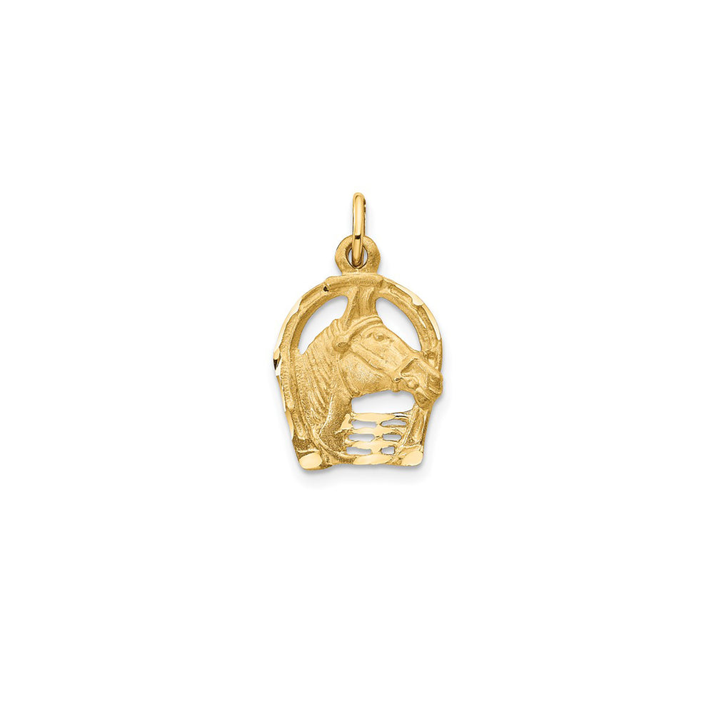 Horse Head in Horseshoe Pendant (14K)