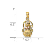 Cat with Bow in Basket Pendant (14K)