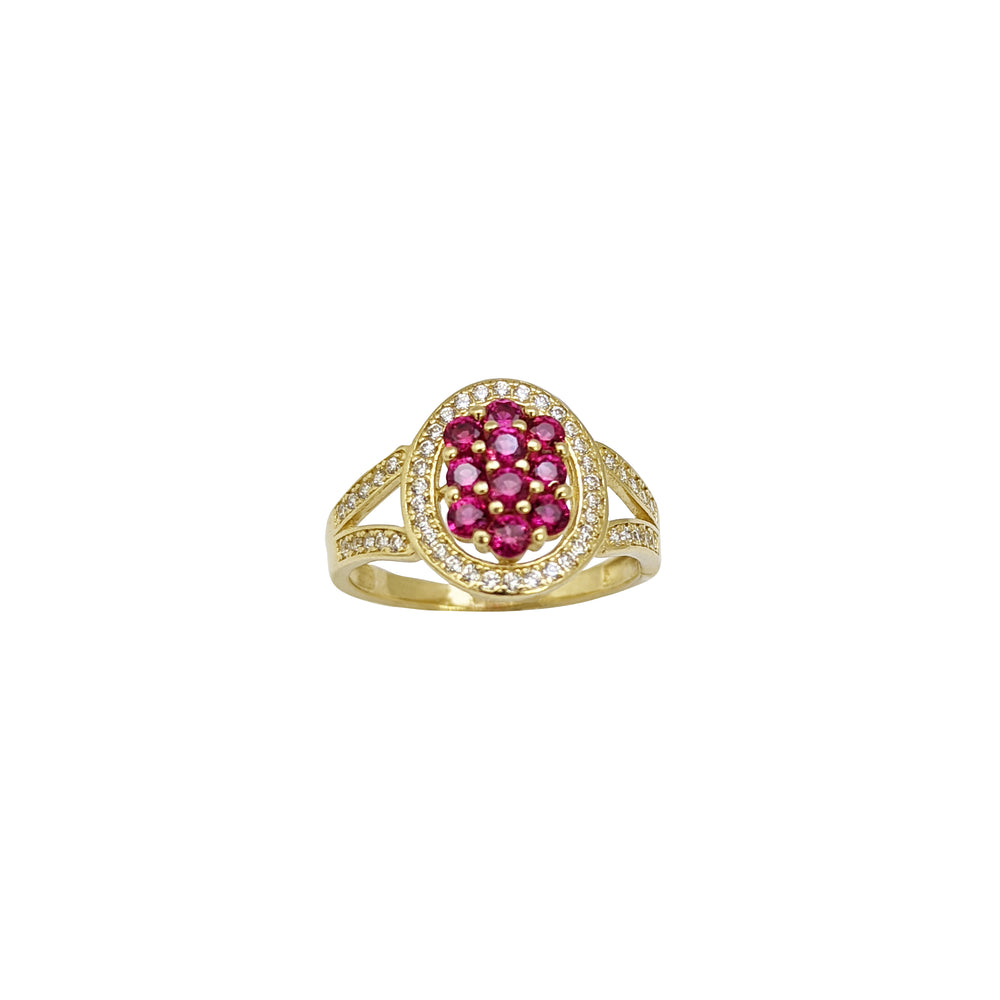 Zirconia Pink Stone Circle  Lady Ring (14K)