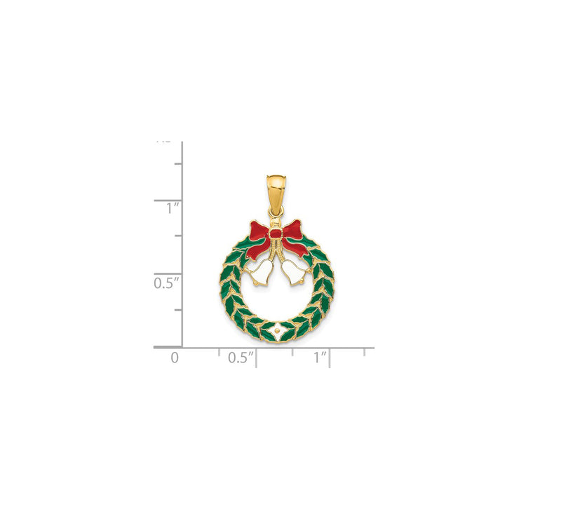 Enamel Christmas Wreath Pendant (14K) – Popular J
