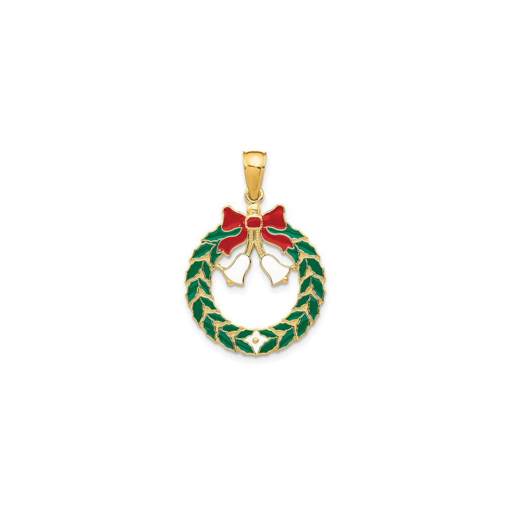 Enamel Christmas Wreath Pendant (14K)