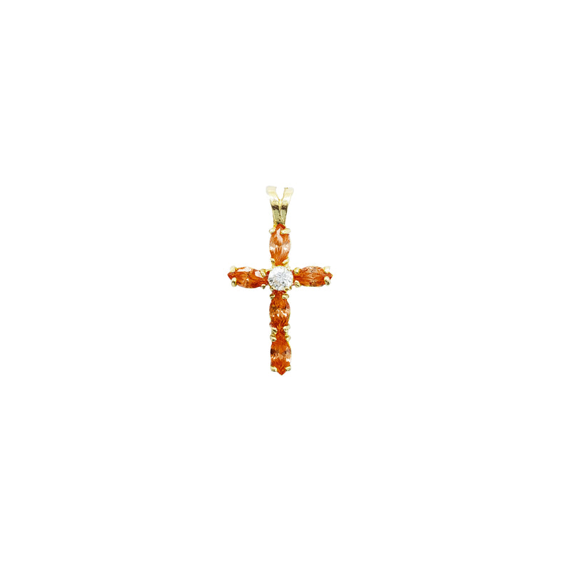 Citrine Fancy Stone Cross Pendant (14K)