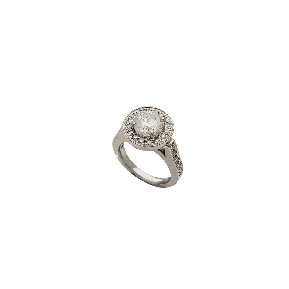 Diamond Halo Engagement Ring (Platinum)