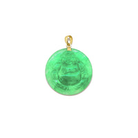 Jade Laughing Buddha Medallion Pendant (14K) 14 Karat Yellow Gold, Popular Jewelry New York