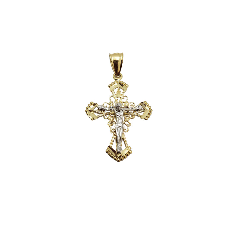 Two-Tone Ornate Crucifix Pendant (14K)