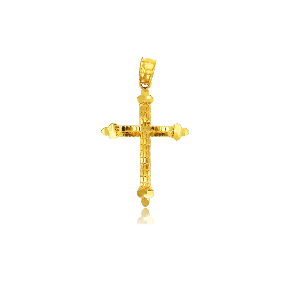 Yellow Gold Texture Cross Pendant (14K)