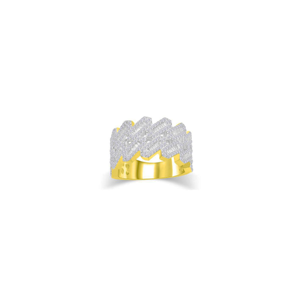 Baguette & Round Stone Diamond Cuban Ring (14K)