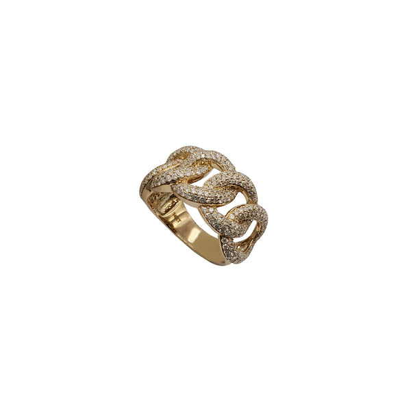 Diamond Round Cuban Link Ring (14K)